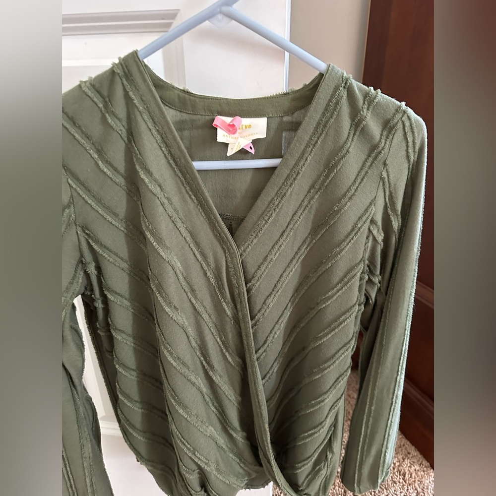 Anthropologie olive green blouse size small